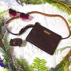 Liz Claiborne Dark Brown Chocolate/Caramel Pattern Adjustable Belt Fanny Pack